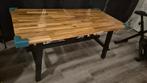Eettafel acacia/zwart 160 x 81, Ophalen, 50 tot 100 cm, Zo goed als nieuw, 150 tot 200 cm