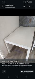Massief houten tafel wit, Huis en Inrichting, Tafels | Eettafels, Ophalen, Gebruikt, 100 tot 150 cm, 50 tot 100 cm