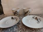 2 kopjes kop en schotel met vogels Duits Furstenberg gouden, Huis en Inrichting, Keuken | Servies, Overige materialen, Ophalen of Verzenden