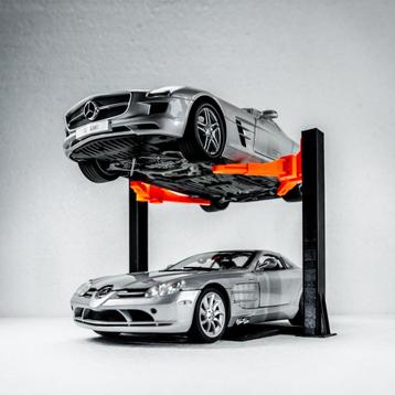 1:18 miniatuur tweekoloms hefbrug autobrug zwartoranje decor beschikbaar voor biedingen