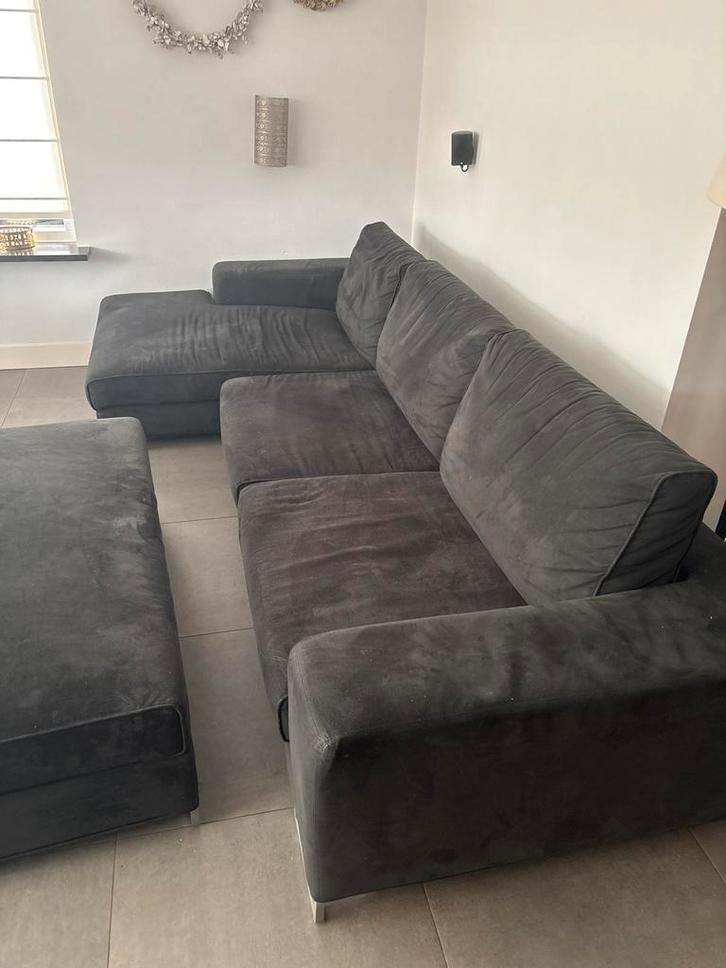 Mooie zwarte Arketipo design loungebank / hoekbank, Huis en Inrichting, Banken | Bankstellen, Gebruikt, Hoekbank, Vierpersoons of meer