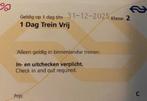 6 stuks Ns dagkaart hele dag trien bus metro tram €30 per st