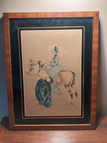 Antieke prent van L. Vallet, 1890 beschikbaar voor biedingen