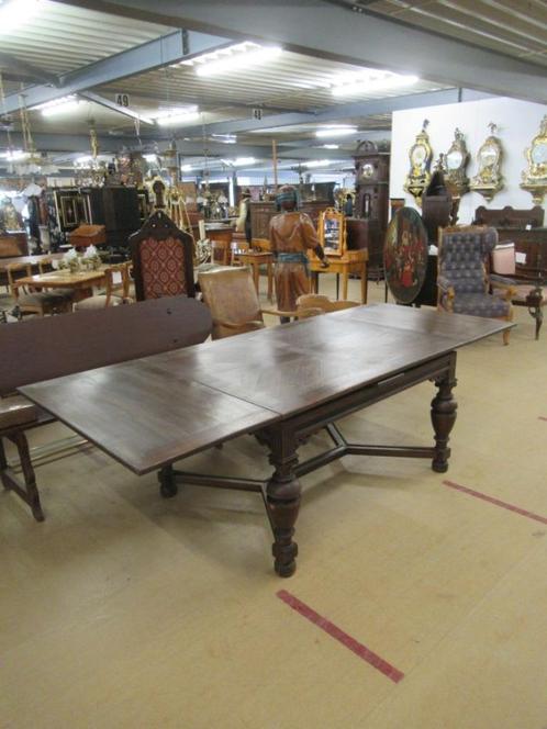 Oer 10514 grote ANTIEKE eiken uittrektafel met inlegwerk, Antiek en Kunst, Antiek | Meubels | Tafels, Ophalen