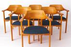 Set van Deense Armstoelen van Ansager Møbler – Jaren 60/80s, Hout, Blauw, Ophalen of Verzenden, Zo goed als nieuw