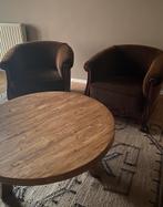 Antieke fauteuils met salontafel eik, Huis en Inrichting, Complete eetkamers, Ophalen, Zo goed als nieuw, 4 tot 6 stoelen