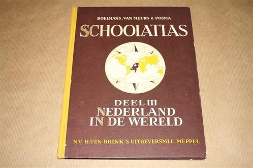 Schoolatlas. Deel III Nederland in de Wereld. 1955., Boeken, Atlassen en Landkaarten, Gelezen, Nederland, 1800 tot 2000, Ophalen of Verzenden