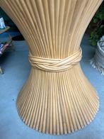 Vintage Bamboo Glazen Korenschoof Eettafel (doorsnede 110cm), Gebruikt, 100 tot 150 cm, Rond, Ophalen of Verzenden