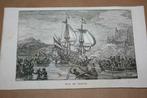 Antieke gravure uit 1841 - De Slag bij Bantam !!, Antiek en Kunst, Ophalen of Verzenden
