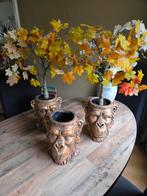 Aap bloempotten met kunstplanten - set van 3, Tuin en Terras, Bloempotten, Overige materialen, Gebruikt, Ophalen of Verzenden