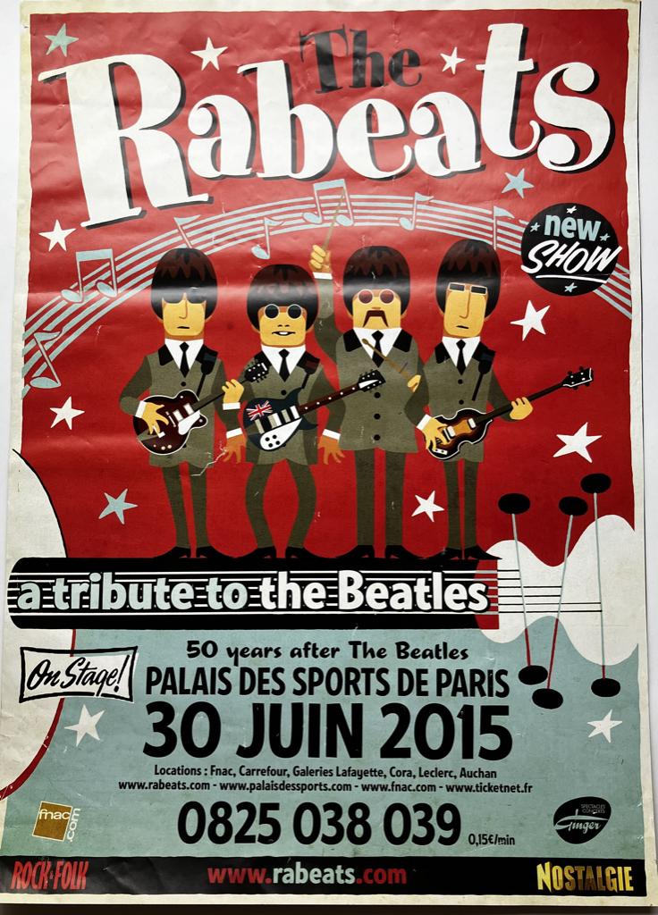 MP909 The Rabeats Poster Beatle coverband Paris 2015 €10, Verzamelen, Ophalen of Verzenden, A1 t/m A3, Film en Tv, Rechthoekig Staand