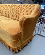 Prachtige donker gele 3zits bank - vintage retro velours, Ophalen, Hout, Gebruikt, Driepersoons