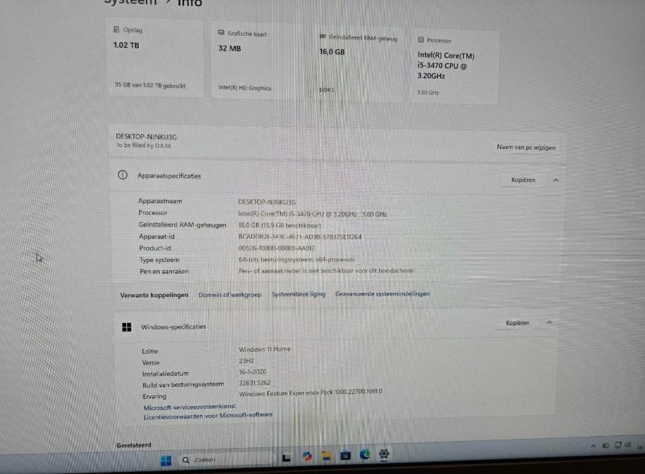 Windows 11 pc Core I5, 16 GB, Ophalen, Gebruikt, Zelf gebouwde pc, Gaming