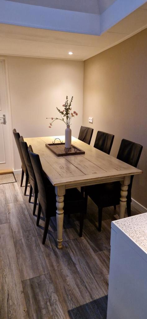 Brocante grenen houten eetafel, Huis en Inrichting, Tafels | Eettafels, Gebruikt, 50 tot 100 cm, 200 cm of meer, Vijf personen of meer