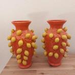 2 Oranje Daan Kromhout Design Citroenvazen, Huis en Inrichting, Ophalen, Aardewerk of Porselein, Oranje, Zo goed als nieuw