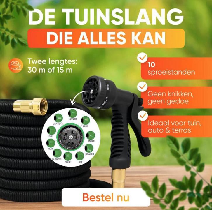 Ruimtebesparende Tuinslang die zichzelf opruimt, Tuin en Terras, Tuinslangen, Nieuw, Tuinslang, Ophalen of Verzenden