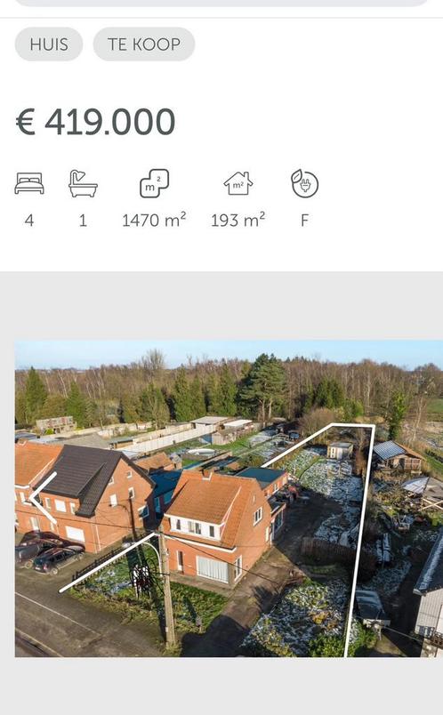 Te koop huis in België 1470 m2 totale vraagprijs 419.000, Huizen en Kamers, Huizen te koop, Vrijstaande woning
