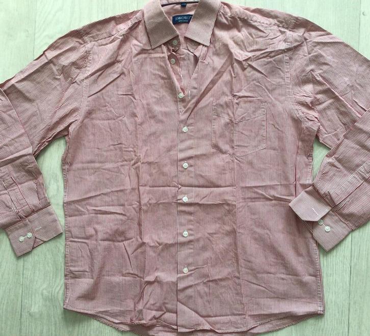 Overhemd heren rood wit gestreept maat XL van John Cabot, Kleding | Heren, Overhemden, Zo goed als nieuw, Halswijdte 43/44 (XL)