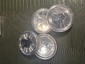 Setje, 4 st Maple Leaf zilver munten 1 oz. 2022 beschikbaar voor biedingen
