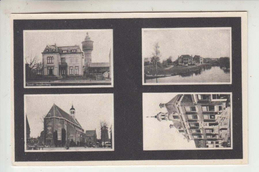 Sneek, Vierluik, Verzamelen, Ansichtkaarten | Nederland, Ophalen of Verzenden, 1940 tot 1960, Ongelopen, Friesland