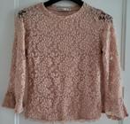 Bershka - Kanten top, maat XS, Zo goed als nieuw, Lange mouw, Roze, Maat 34 (XS) of kleiner