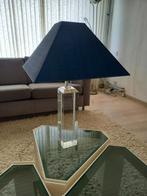 Moderne tafellamp met blauwe kap, Kunststof, Gebruikt, Ophalen of Verzenden, Modern, strak