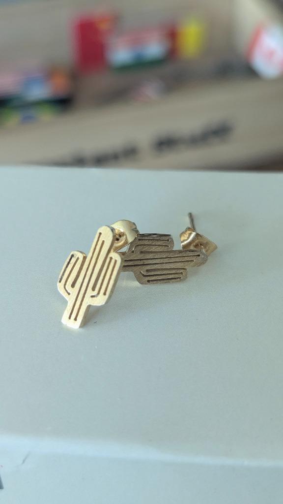 cactus oorbel goudkleurig, Sieraden, Tassen en Uiterlijk, Oorbellen, Gebruikt, Knopjes of Stekers, Overige materialen, Goud, Ophalen of Verzenden