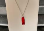 Ketting met hanger rood Swarovski kristal zilver oorbellen, Zo goed als nieuw, Verzenden, Rood