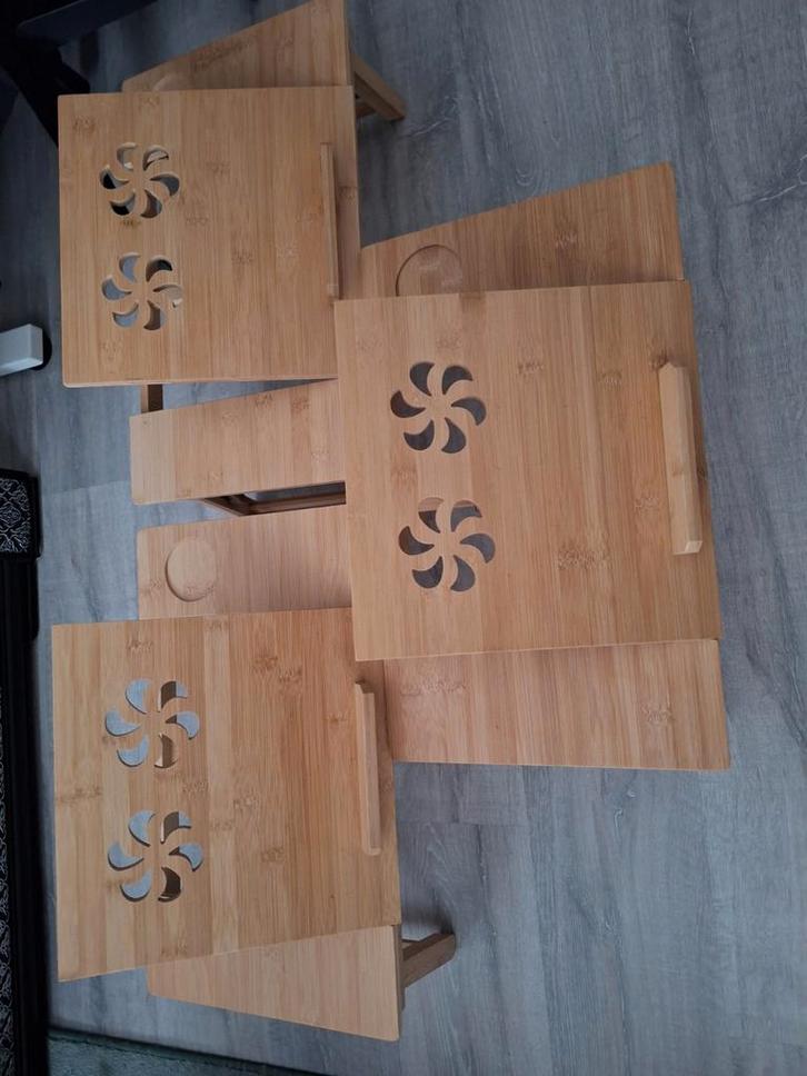 Bamboe Laptoptafel - Verstelbaar, Computers en Software, Laptoptafels, Zo goed als nieuw, In hoogte verstelbaar, Ophalen of Verzenden