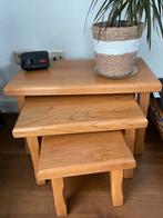 Massief eiken miniset, Huis en Inrichting, Tafels | Bijzettafels, Ophalen, Minder dan 45 cm, Minder dan 55 cm, Zo goed als nieuw