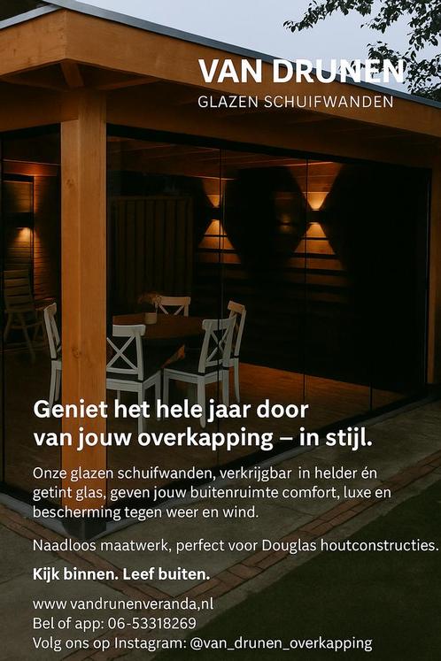 Glazen Schuifwanden overkapping, Tuin en Terras, Tuinmeubel-accessoires, Ophalen of Verzenden