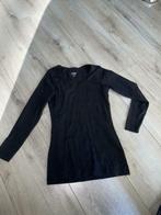 Zwarte longsleeve zwart 34 shirt v hals stretch shirt, Verzenden, Zwart, Zo goed als nieuw, Lange mouw