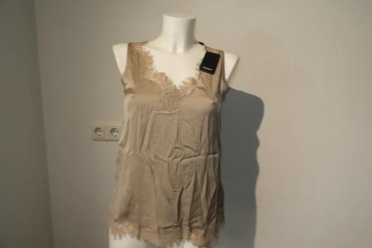 Repeat zijde top afwerking met sier kant nieuw xs (s, Kleding | Dames, Tops, Nieuw, Maat 34 (XS) of kleiner, Overige kleuren, Zonder mouw