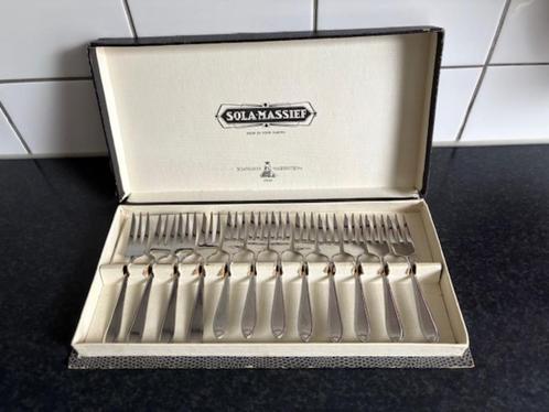 Vintage gebaksvorkjes Sola Massief, Antiek en Kunst, Antiek | Bestek, Ophalen of Verzenden