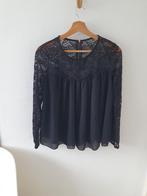 Ruimvallende blouse met kant maat M, Ophalen of Verzenden, Zo goed als nieuw, Maat 38/40 (M), Zwart