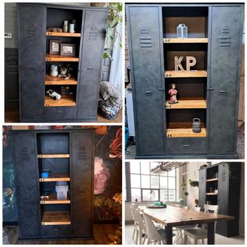 Stoere nieuw geschilderde industriële lockerkast betonlook  beschikbaar voor biedingen