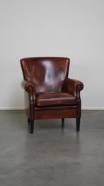 Comfortabele schapenleren armchair/fauteuil, diepe kleur, Leer, 75 tot 100 cm, Klassiek, romantisch, Zo goed als nieuw