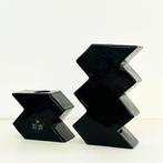 Holmegaard KANDELAREN zwart massief glas zigzag Memphis MCM, Overige materialen, Gebruikt, Zwart, Ophalen of Verzenden
