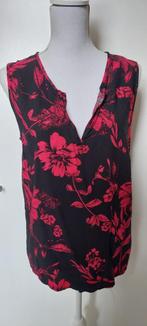 Top: Zwart/rood gebloemde top, Bonprix – maat 44  Luchtige,, Maat 42/44 (L), Ophalen of Verzenden, Zo goed als nieuw, Zonder mouw