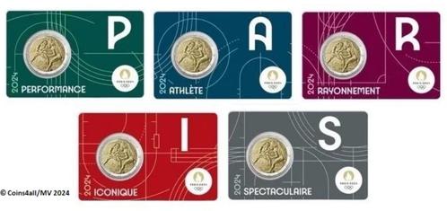 Frankrijk 5 X 2 Euro in coincard Olympische Spelen, Postzegels en Munten, Munten | Europa | Euromunten, Setje, 2 euro, Frankrijk