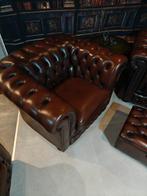 Gevlamd Bruine Springvale Chesterfield Clubfauteuil, Huis en Inrichting, Fauteuils, Bollenmarkt 14c Zwaagdijk Oost, Treasure, Ophalen of Verzenden