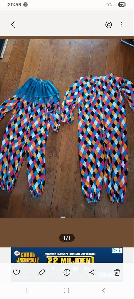 Twee clownspakken maat L en M, Kleding | Dames, Carnavalskleding en Feestkleding, Maat 38/40 (M), Carnaval, Ophalen of Verzenden