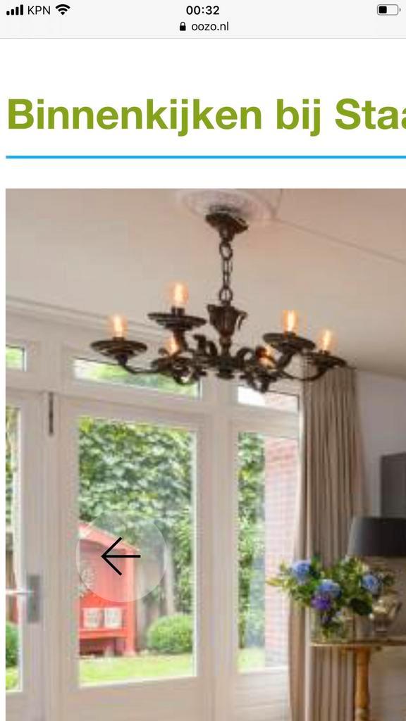 Grote Antieke kroonluchter van messing met patina, Huis en Inrichting, Lampen | Kroonluchters, Zo goed als nieuw, Ophalen