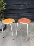 Industriële Schoolkruk Pagwood zitting - Vintage jaren 60-70, Ophalen of Verzenden, Gebruikt, Staal