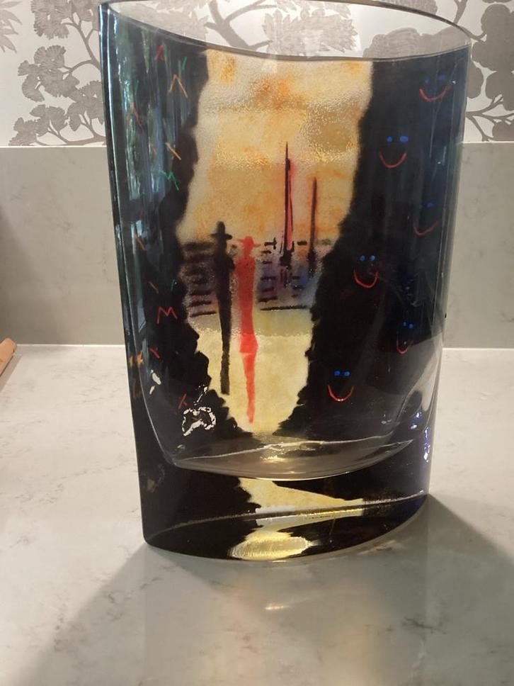 Lars Sester Vik Glasvaas - Uniek Ontwerp!, Huis en Inrichting, Woonaccessoires | Vazen, Zo goed als nieuw, Overige kleuren, Minder dan 50 cm