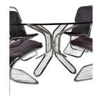 Vintage eettafel met stoelen, Gastone Rinaldi (Italië), Ophalen, Gastone Rinaldi, Gebruikt, Glas
