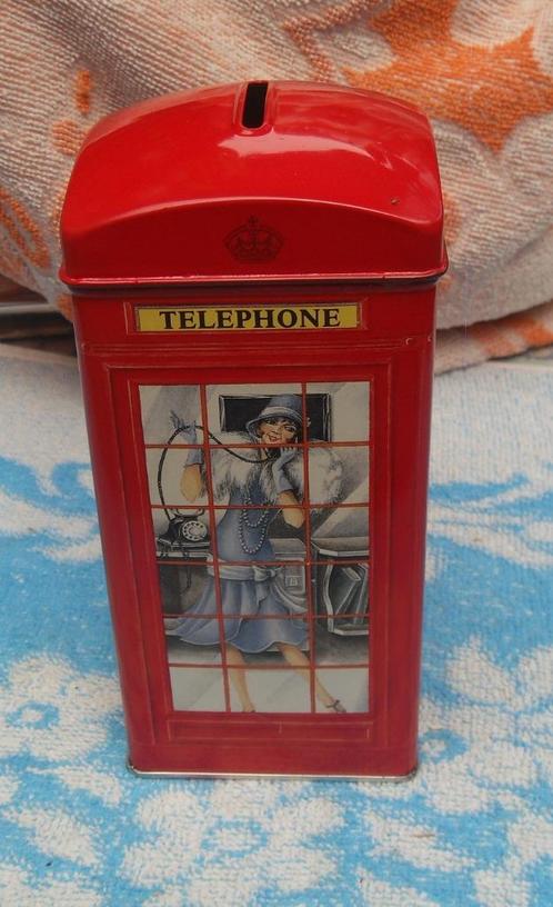 spaarpot/ spaarblik Telefoon/ Telefoonbox spaardoos, Verzamelen, Spaarpotten, Zo goed als nieuw, Object of Gebouw, Metaal of Blik