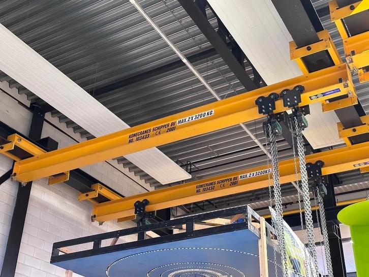 Onderhangkraan Konecranes 5.805 mm / 2x 3,2 ton / 2001 /igst, Doe-het-zelf en Verbouw, Lieren en Takels, Gebruikt, Handmatig, Ophalen