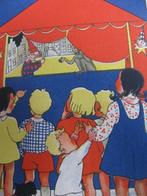 Oude Kaart - Kinderen Kijken Poppenkast / J Bijloos Reclame, Verzenden, 1920 tot 1940, Ongelopen, Kinderen