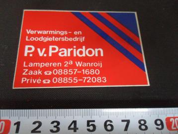 sticker Wanroij P. v. Paridon Verwarmings- en loodgietersbe* beschikbaar voor biedingen